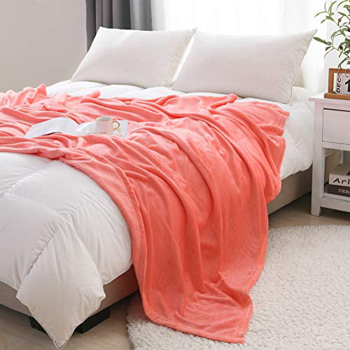 Twin Size 65 x 80,Living Coral NANPIPER Throw Blanket Ultra Soft Thick Microplush Bed Blanket-All Season Premium Fluffy Microfiber Fleece Throw for Sofa Couch 
